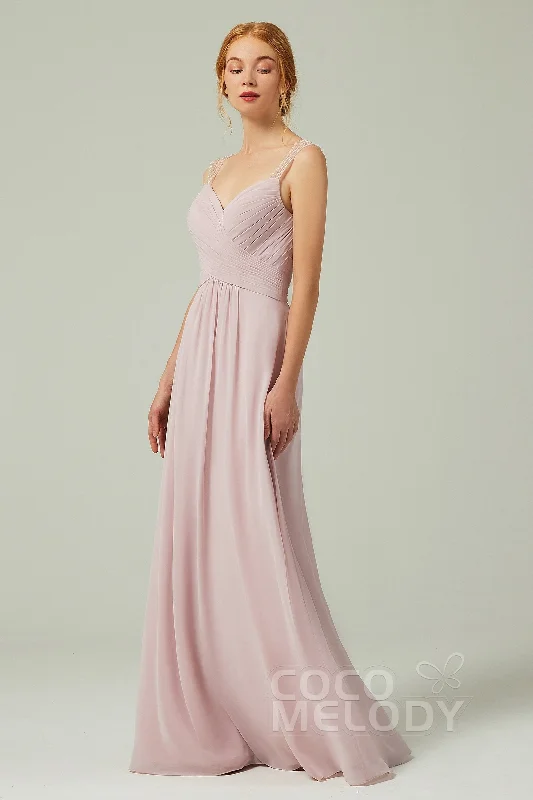 A-Line Floor Length Chiffon Bridesmaid Dress CB0316 Contemporary 