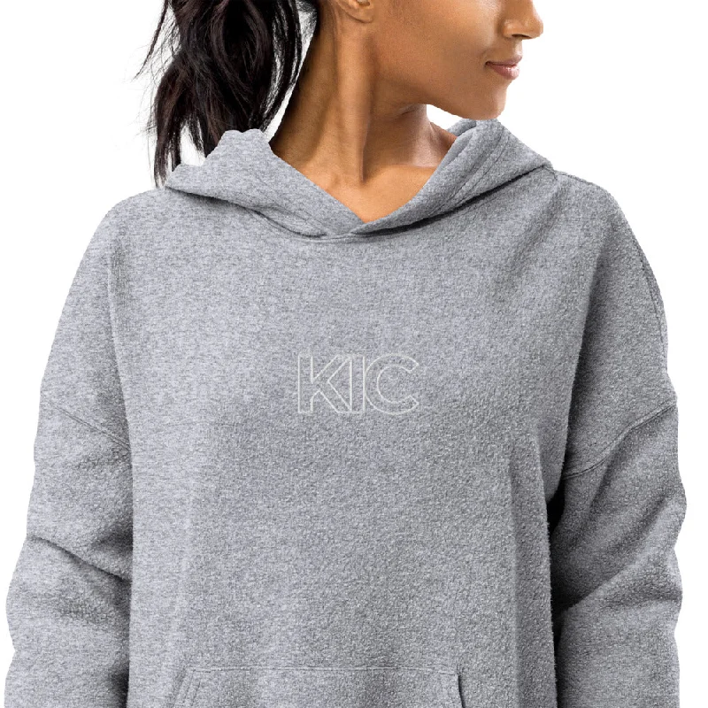 KIC Embroidered Sueded Fleece Hoodie Practical Women's Multi - 