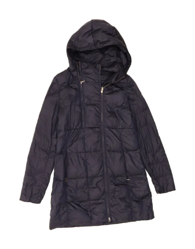 COLMAR Womens Hooded Padded Coat IT 42 Small Navy Blue Contemporary 
