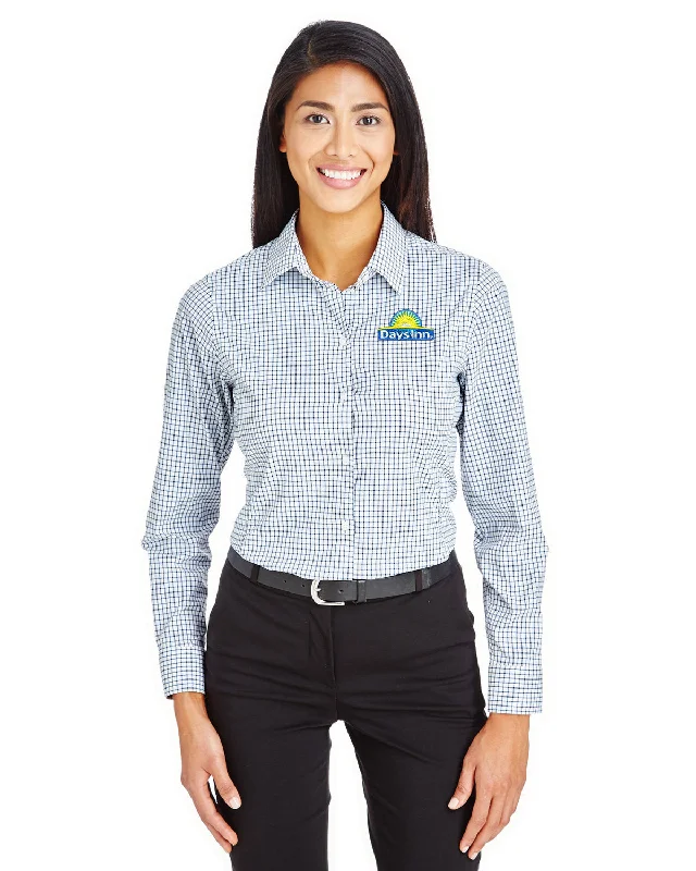 Devon & Jones CrownLux Performance Ladies Micro Windowpane Shirt Streetwear Style for 