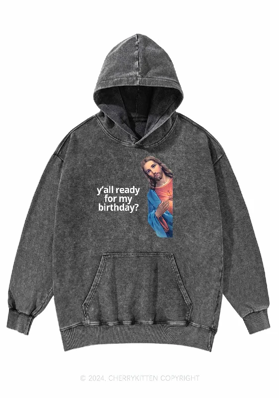 Christmas Jesus Birthday Y2K Washed Hoodie Cherrykitten Vacation