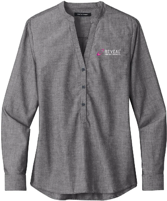 Port Authority Ladies Long Sleeve Chambray Easy Care Shirt Gym