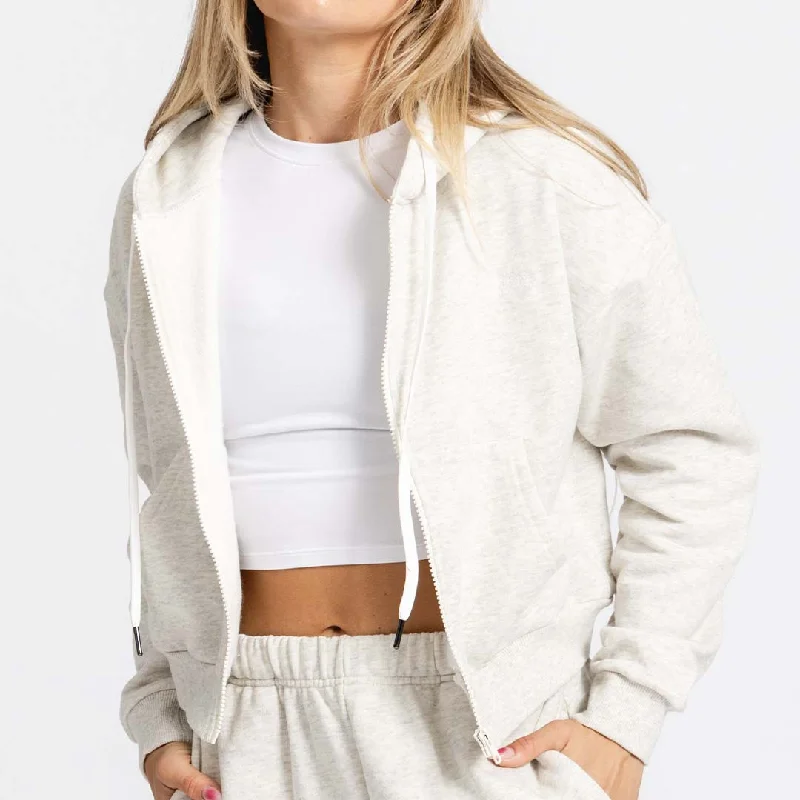 Women's Reset Full-Zip Crop Hoodie | Oatmeal Elegant Women's 