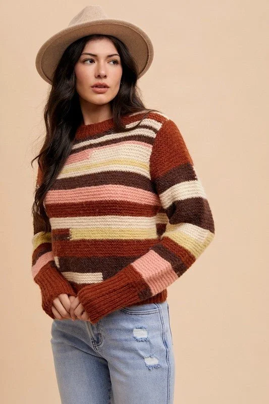 Elsie Color Block Sweater Dynamic Women's High - energy