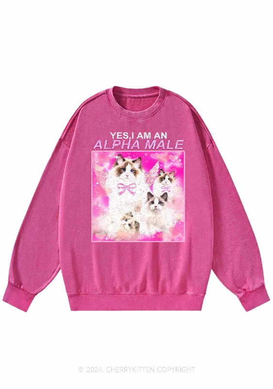 Alpha Male Y2K Washed Sweatshirts Cherrykitten Bold Women's Animal Print