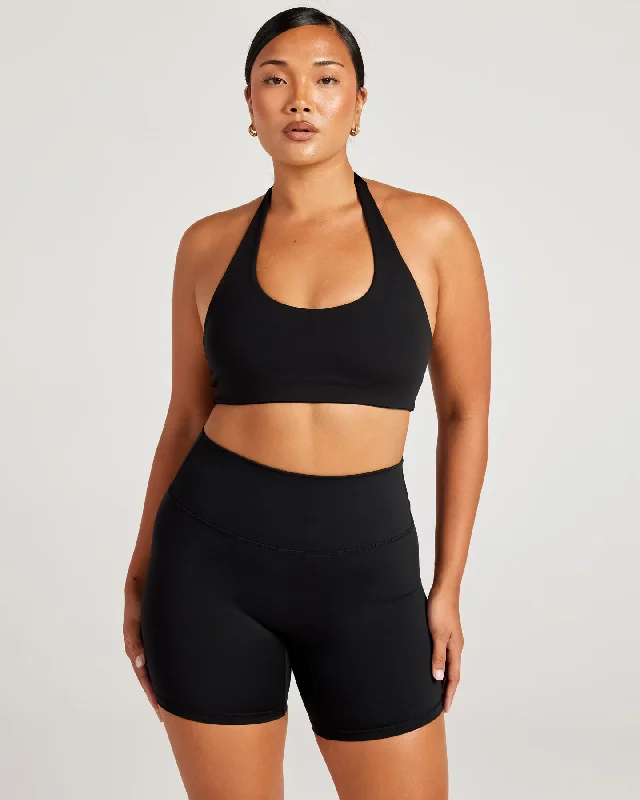 Aura Halter V2 Bra - Black Preppy Women's College