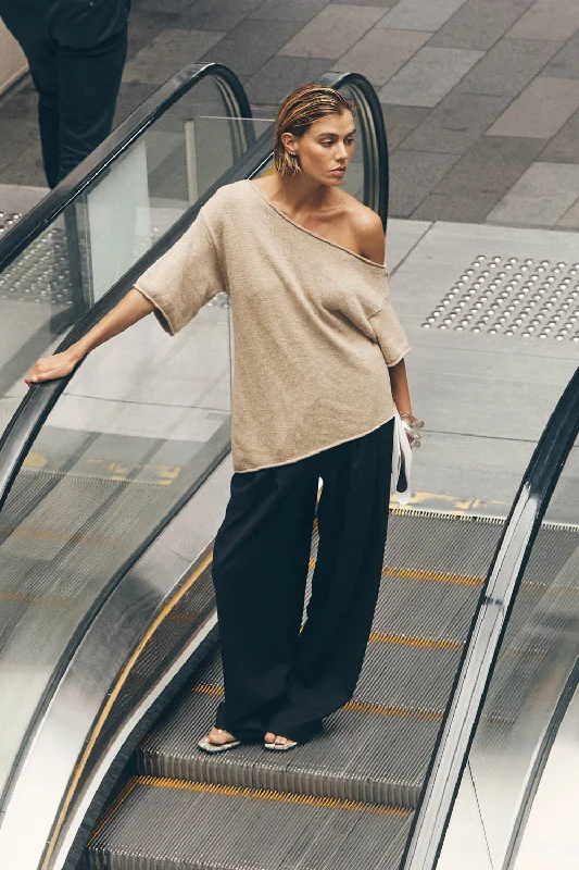 RICK NATURAL ASYM KNIT TOP Relaxed Women's Beachy