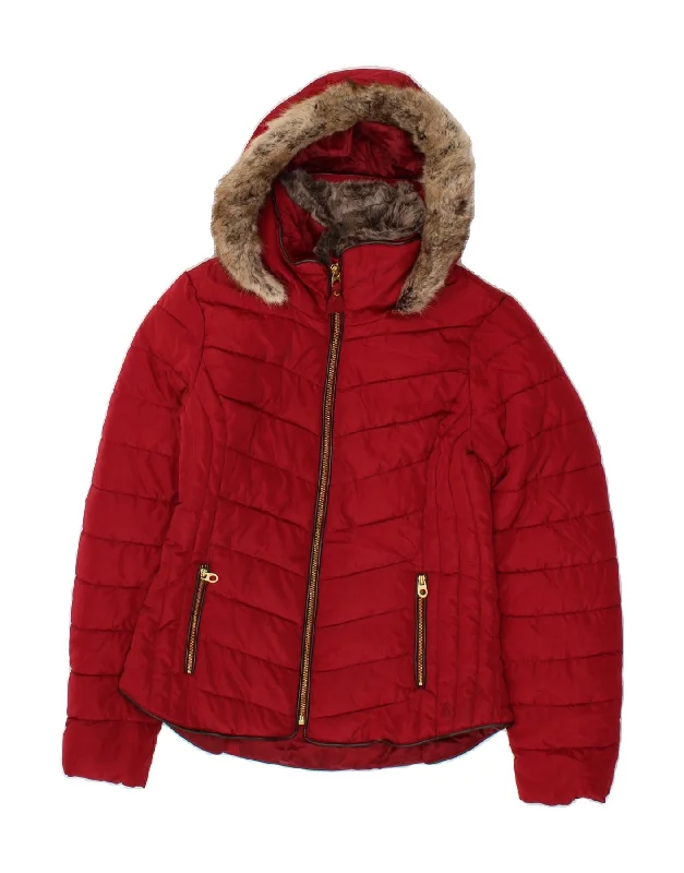 JOULES Womens Hooded Padded Jacket UK 10 Small Red Polyester Dynamic Women's High - energy JOULES Womens Hooded Padded Jacket UK 10 Small Red Polyester Dynamic Women's High - energy