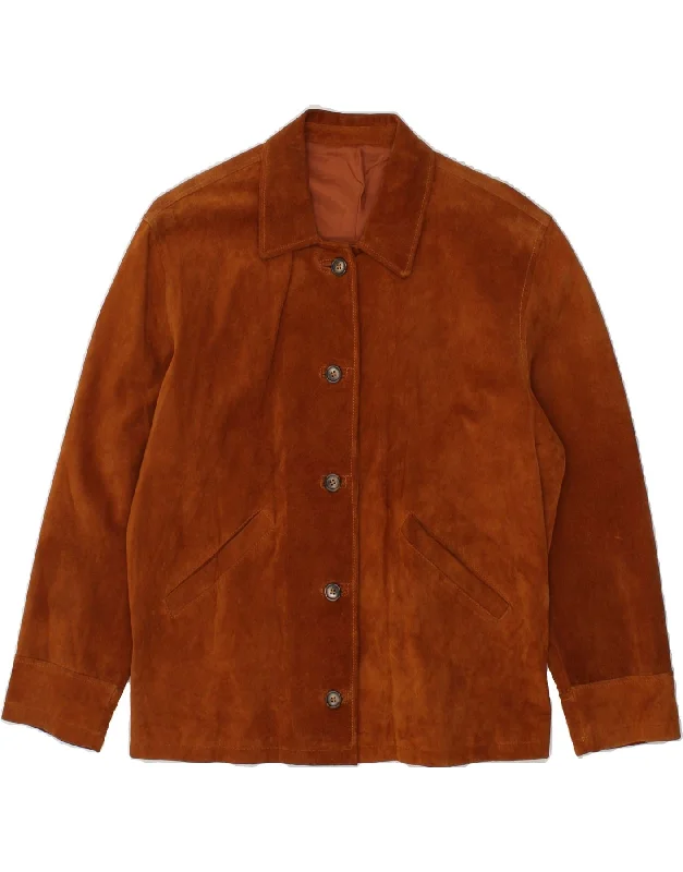 VINTAGE Womens Suede Jacket UK 14 Medium Brown Leather Sophisticated Women's 