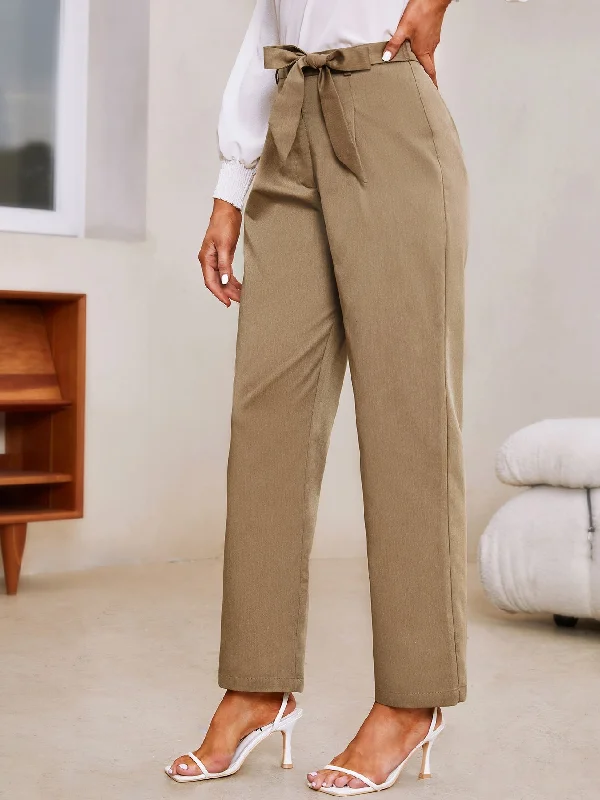 Elegant Plain Zipper High Waist Long Women Pants Vintage Women's 1970S 