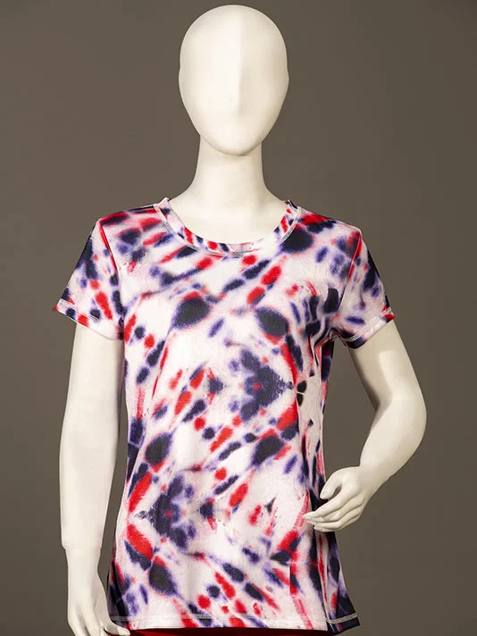 Crew Neck Tie & Dye Sports T-shirt Confident Women's High - fashion