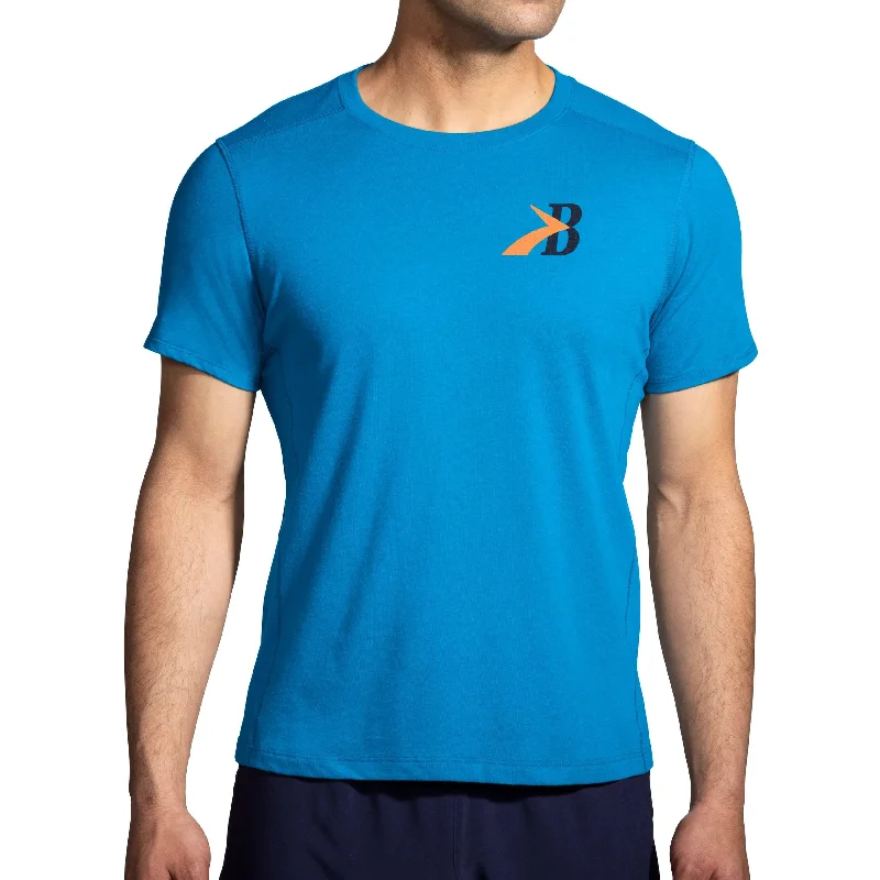 Brooks Distance 2.0 Short Sleeve Mens Running Top - Blue Elegant Women's 
