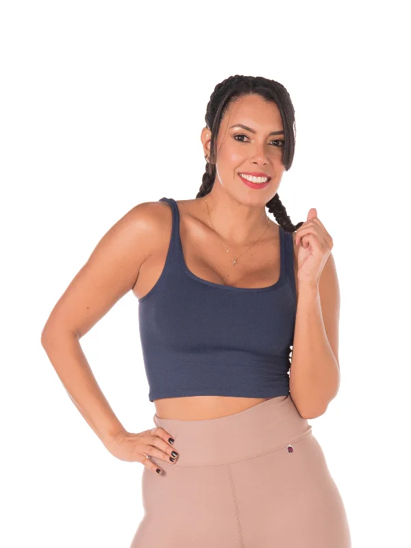 Basic Crop Top Lazio - Dark Blue Earthy Women's Hemp - based