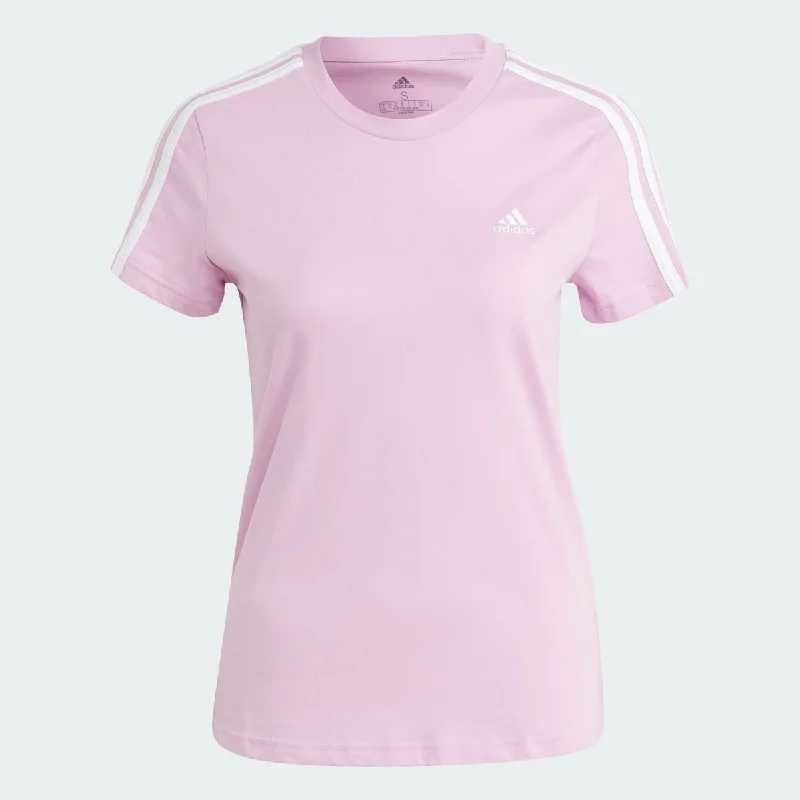ADIDAS WOMEN'S ESSENTIALS SLIM 3-STRIPES PURPLE TEE Refined Women's 
