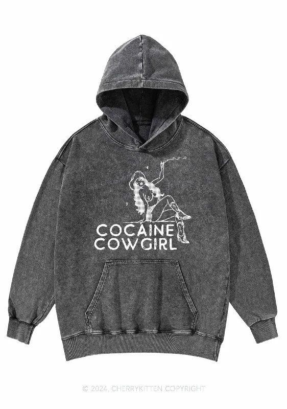 Cola Cowgirl Y2K Washed Hoodie Cherrykitten Artistic Women's Hand - painted
