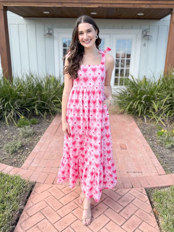 (THML) The Elizabeth Heart Maxi Dress-Pink garde