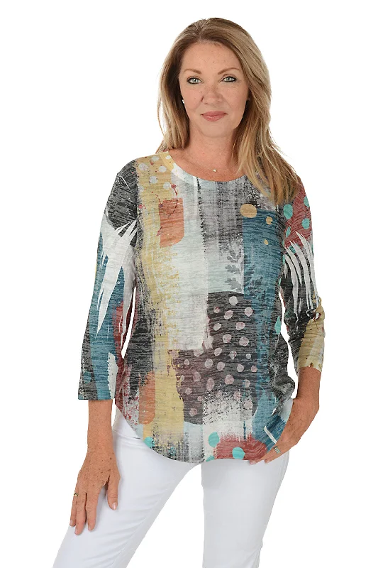 Tundra Curved Hem Burnout Knit Top Preppy Women's College