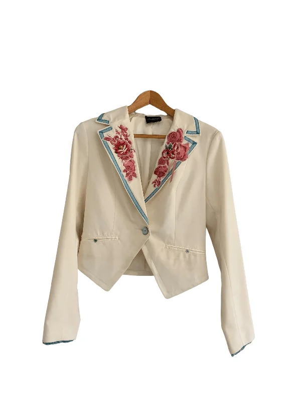 Just Maude Single Breasted Jacket Cream UK Size 10 Modern Women's 