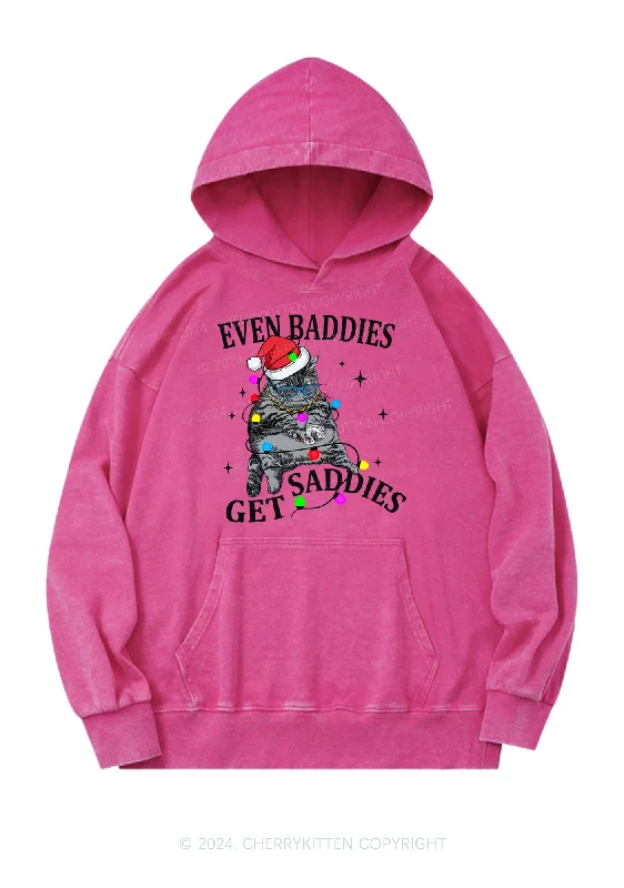 Christmas Baddie Cat Y2K Washed Hoodie Cherrykitten Sophisticated Women's 
