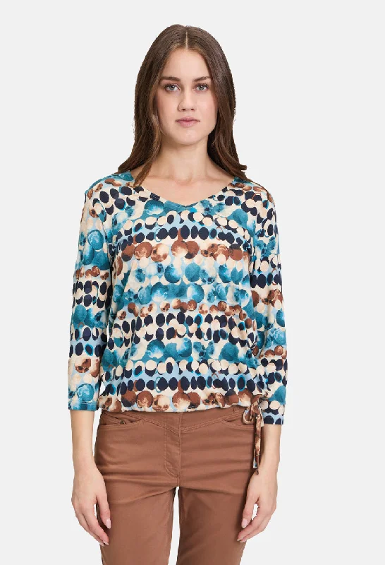 Abstract Top with Drawstring Dynamic Women's High - energy