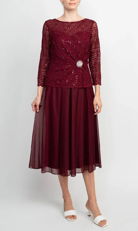 Cachet 60432 - Embroidered Bateau Neck Dress Streetwear Style for 