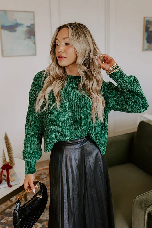 Fall Sentiments Chenille Sweater In Green Confident Women's Power