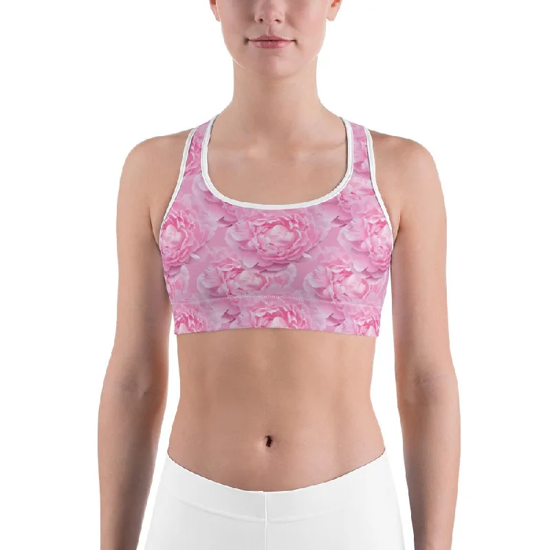 Peony Flower Sports Bra Youthful Women's Pop
