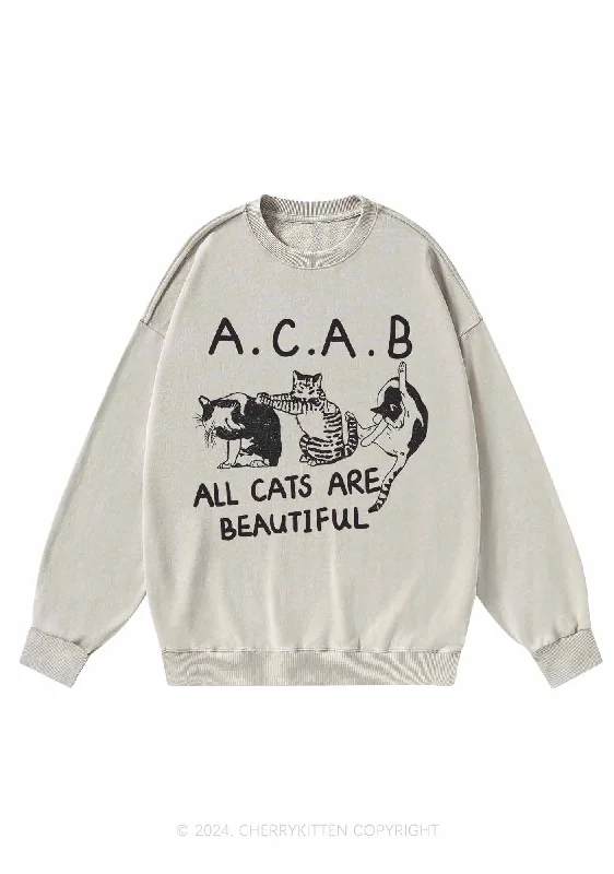 ACAB Cats Y2K Washed Sweatshirts Cherrykitten Luxurious Women's High -  end