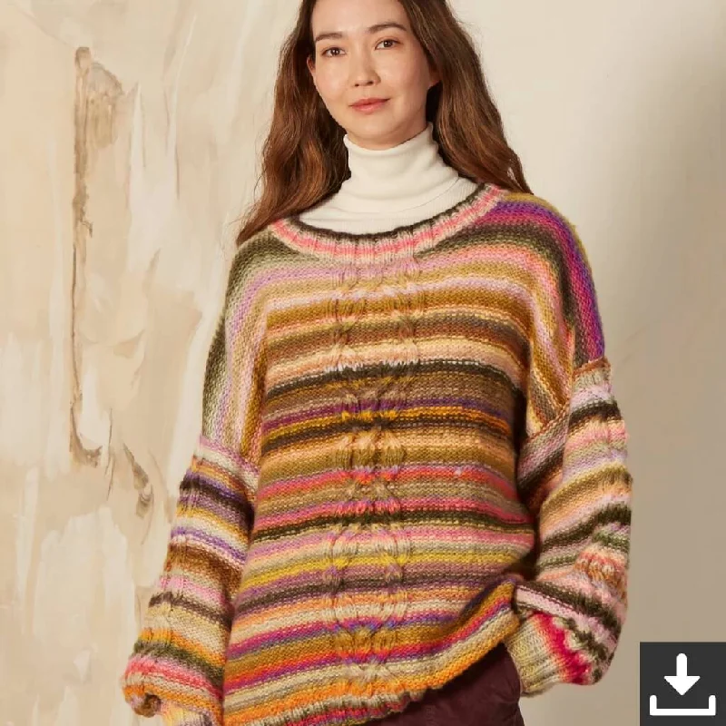 Streifenpullover mit Zopfmuster Strickanleitung - Lang Yarns (PDF) Luxurious Women's High -  end
