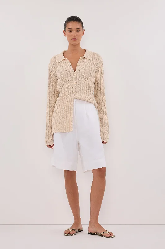 LEN NATURAL LONG SLEEVE KNIT TOP Traditional Women's Wool