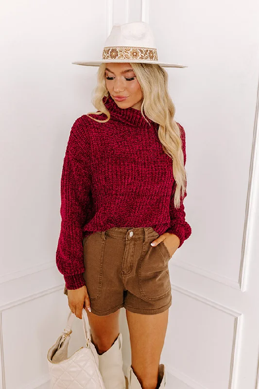 Fall Leaves Chenille Sweater In Sangria Classic Women's Tweed