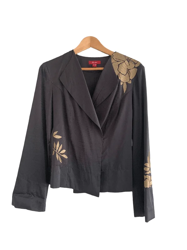 Monsoon 100% Silk Jacket Grey UK Size 10 EU38 Sleek Women's 