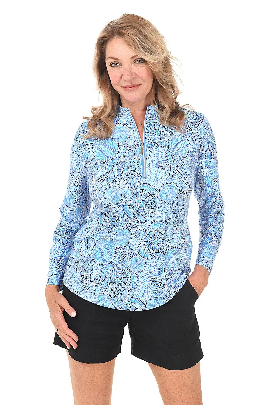 Sealife Dots Cooling UPF50+ Mock Neck Top Sleek Women's 