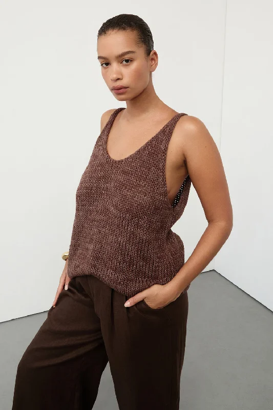 HEIDI CHOC MARLE SCOOP KNIT TANK Relaxed Women's 