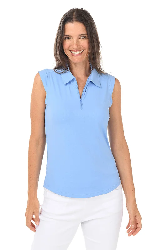 Solid Sleeveless UPF50+ Polo Top Gym