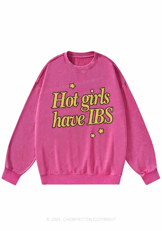 Hot Girls Have IBS Y2K Washed Sweatshirts Cherrykitten Hip Women's Retro