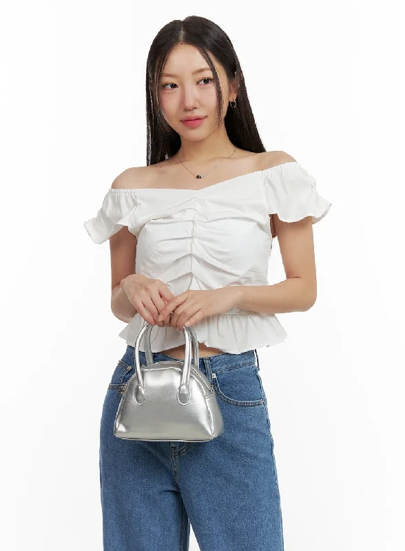 Ruffle Off-Shoulder Crop Blouse OU407 Practical Women's Multi - 