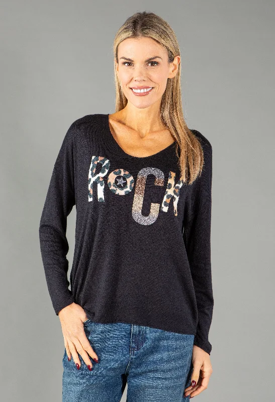 'Rock' Fine Knit Top Feminine Women's Style 
