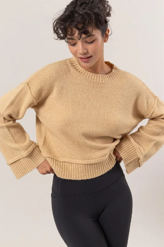 Dropped Shoulder Ribbed Sweater Modern Women's 