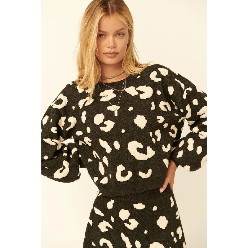 A Leopard Print Pullover Sweater Dynamic Women's High - energy
