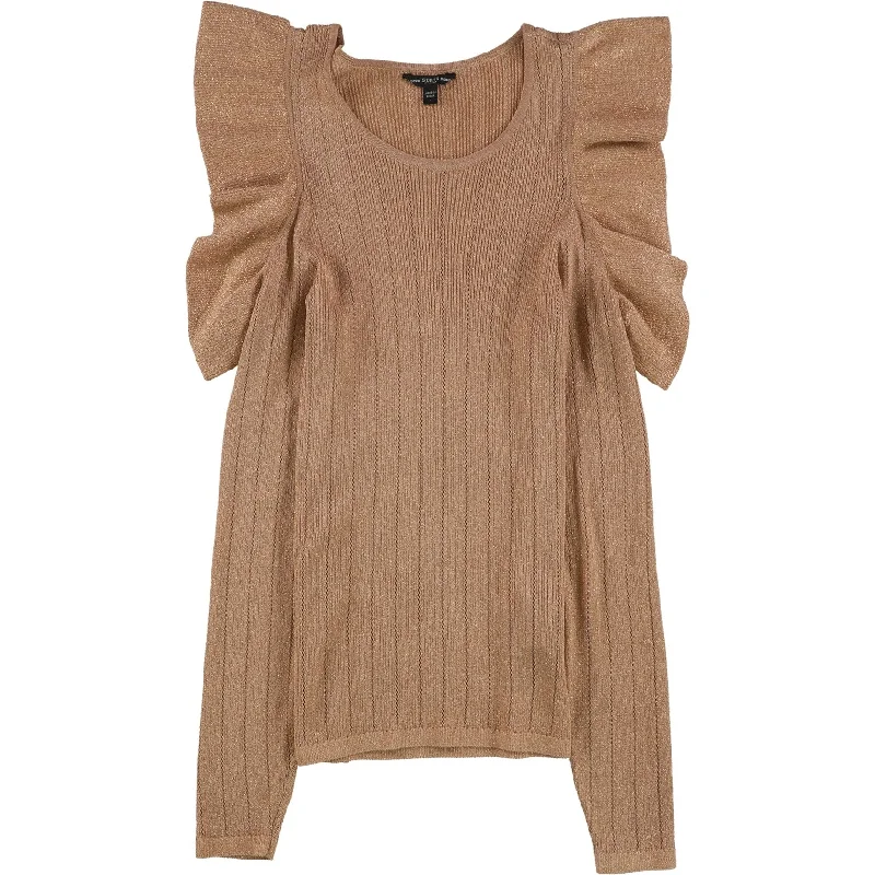 GUESS Womens Lurex Cold Shoulder Pullover Sweater, Metallic, X-Large Trendy Women's Oversized