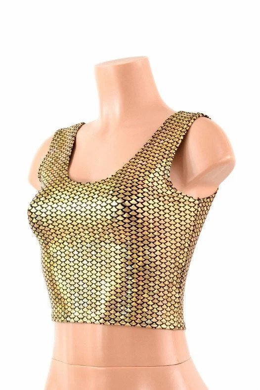 Gold Fish Scale Crop Tank Confident Women's High - fashion