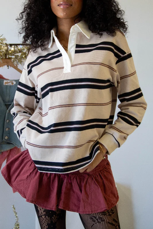 Striped Long Sleeve Polo Top purpose