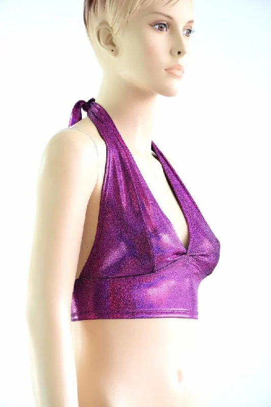 Tie Back Halter Top in Fuchsia Sparkly Jewel Rugged Women's Outdoor 
