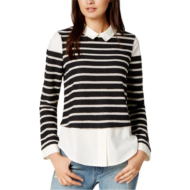 maison Jules Womens Layered Knit Blouse, White, Small Cool Women's Skate