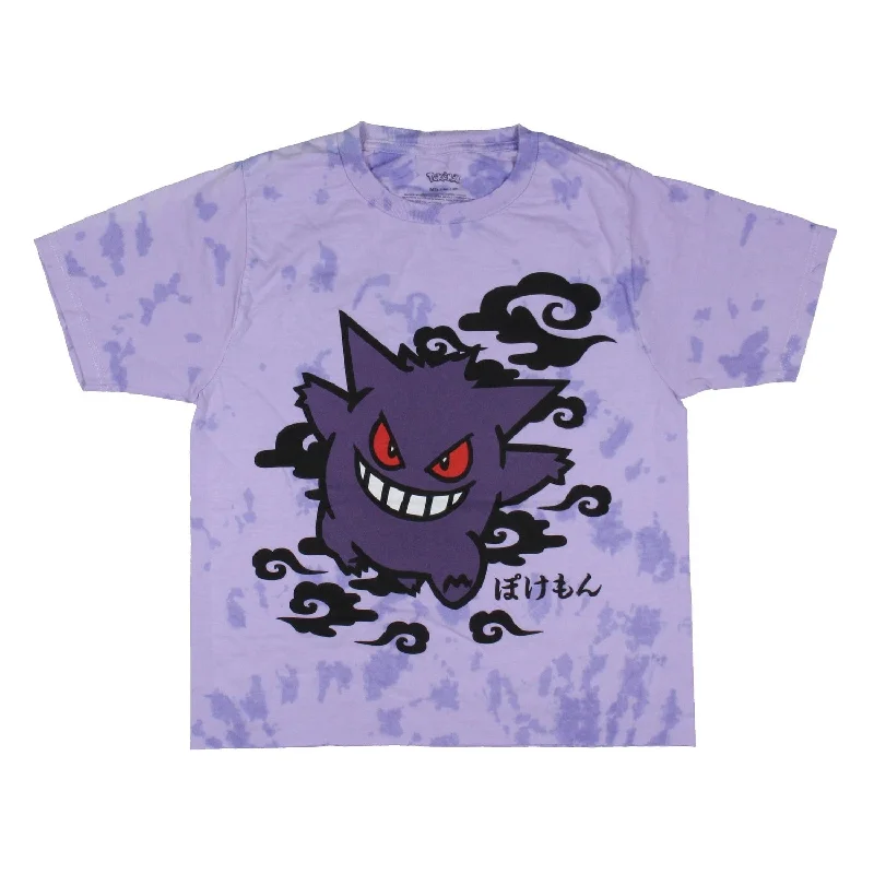 Pokemon Women's Gengar Tie-Dye Adult Short Sleeve Cut-Off Crop Top T-Shirt Tee Sharp Women's Italian