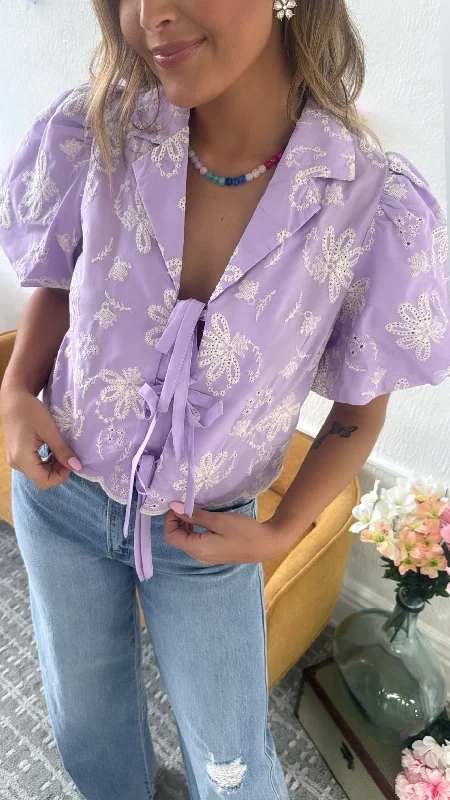 Soft Springs Blouse, Lavender Dapper Women's Bow - adorned