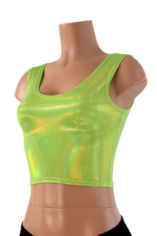 Lime Holographic Crop Top Sharp Women's Italian