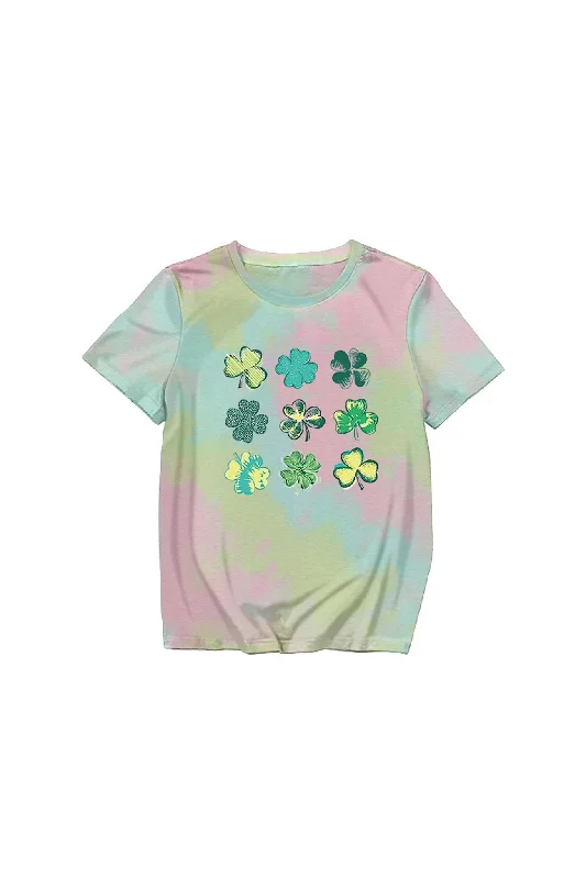 Tie-dye Clover Printed T-shirt Earthy Women's Hemp - based