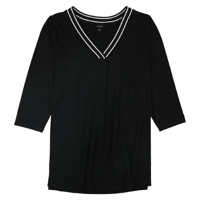 Alfani Womens Sweater Trim Pullover Blouse Compression